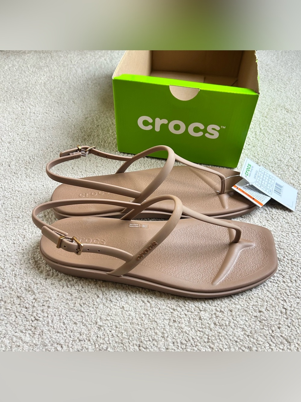 Crocs Women's Miami Thong Sandal Flat Size 11 Tan Milk Chocolate New